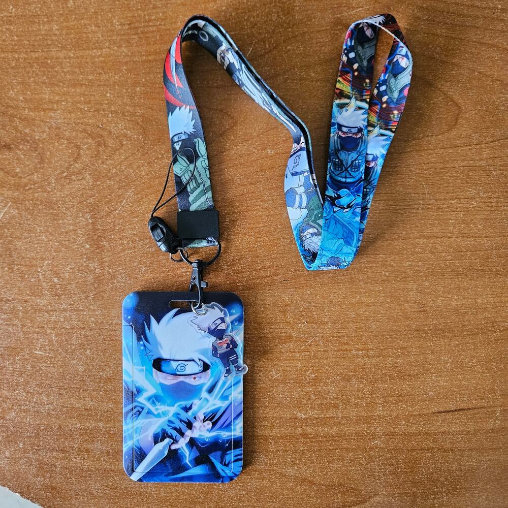 Naruto Kakashi Lightning Blade Lanyard with Badge Holder & Charm